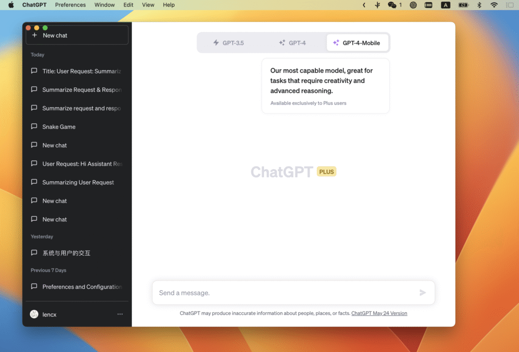 ChatGPT Atlas on macOS desktop with sidebar open